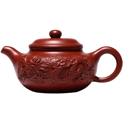 宜兴名家正品原矿大红袍紫砂壶全手工双龙仿古茶壶茶具一件代发货